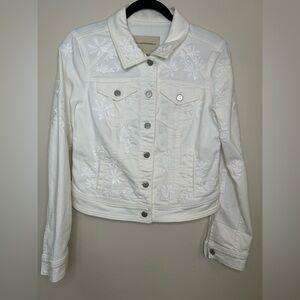Pilcro and the Letterpress NWT embroidered white denim jacket Anthropologie med